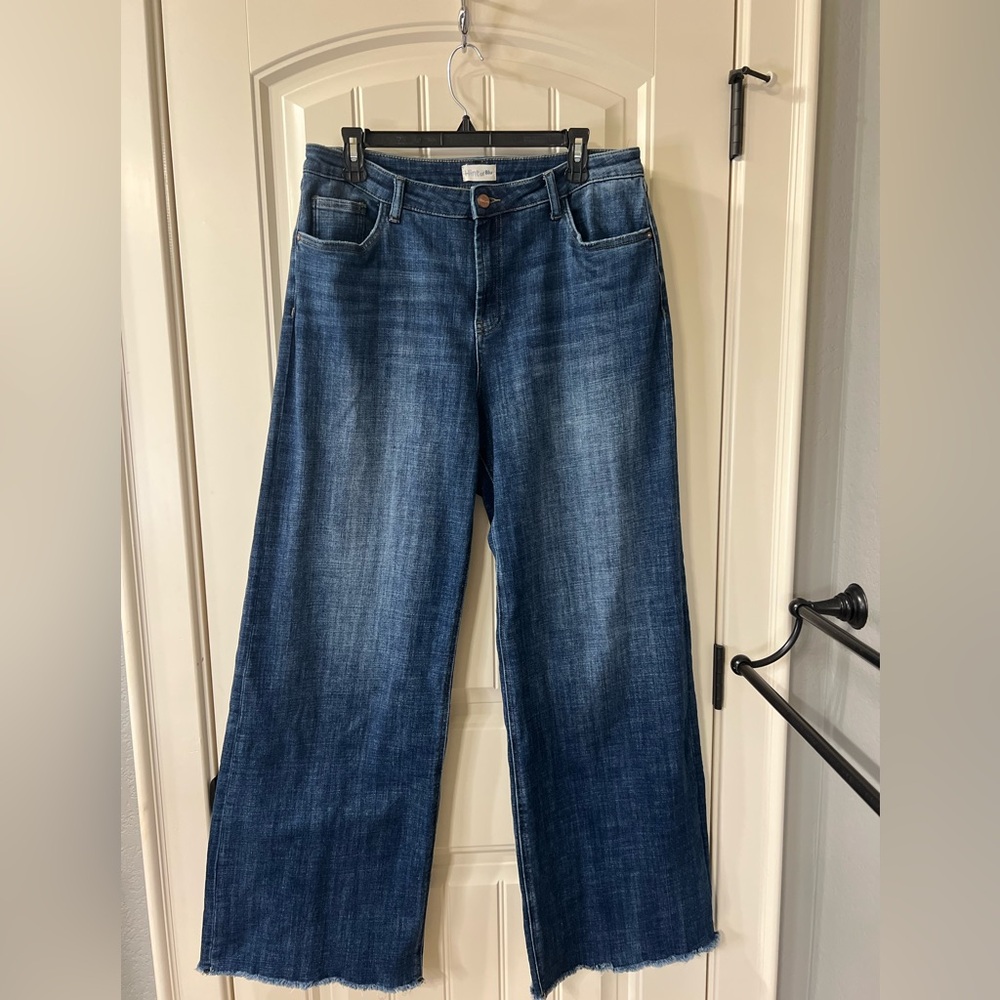 Hint of Blu- Mighty High Waist Wide Leg Jeans(Swift Blue Dark) Size 31